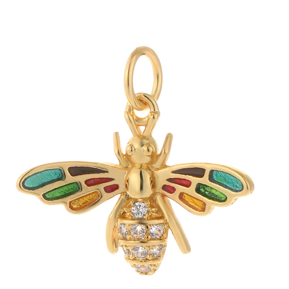 Cherry Bee Copper Animal Plant Golden Pendant