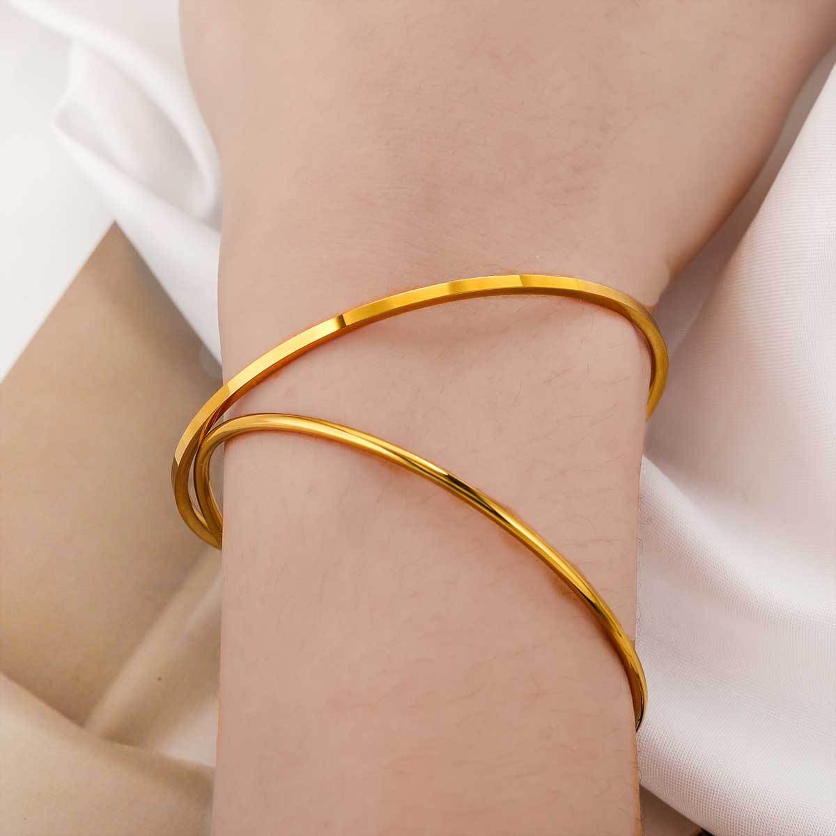 Stainless Steel Classical Electroplated Gold Polished Bracelets