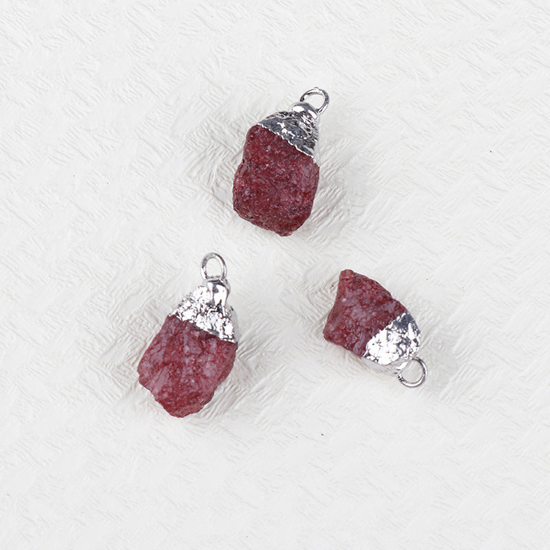 Natural Amethyst Rock Sier Gilded Hemming Irregular Pendants