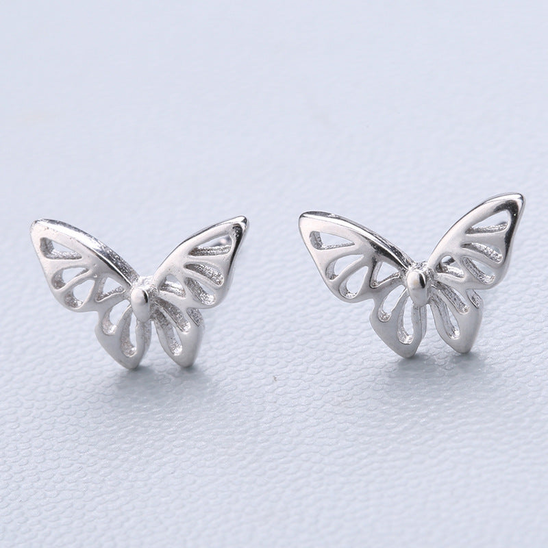 High-grade Bow Small Sier-plated Geometric Korean Earrings