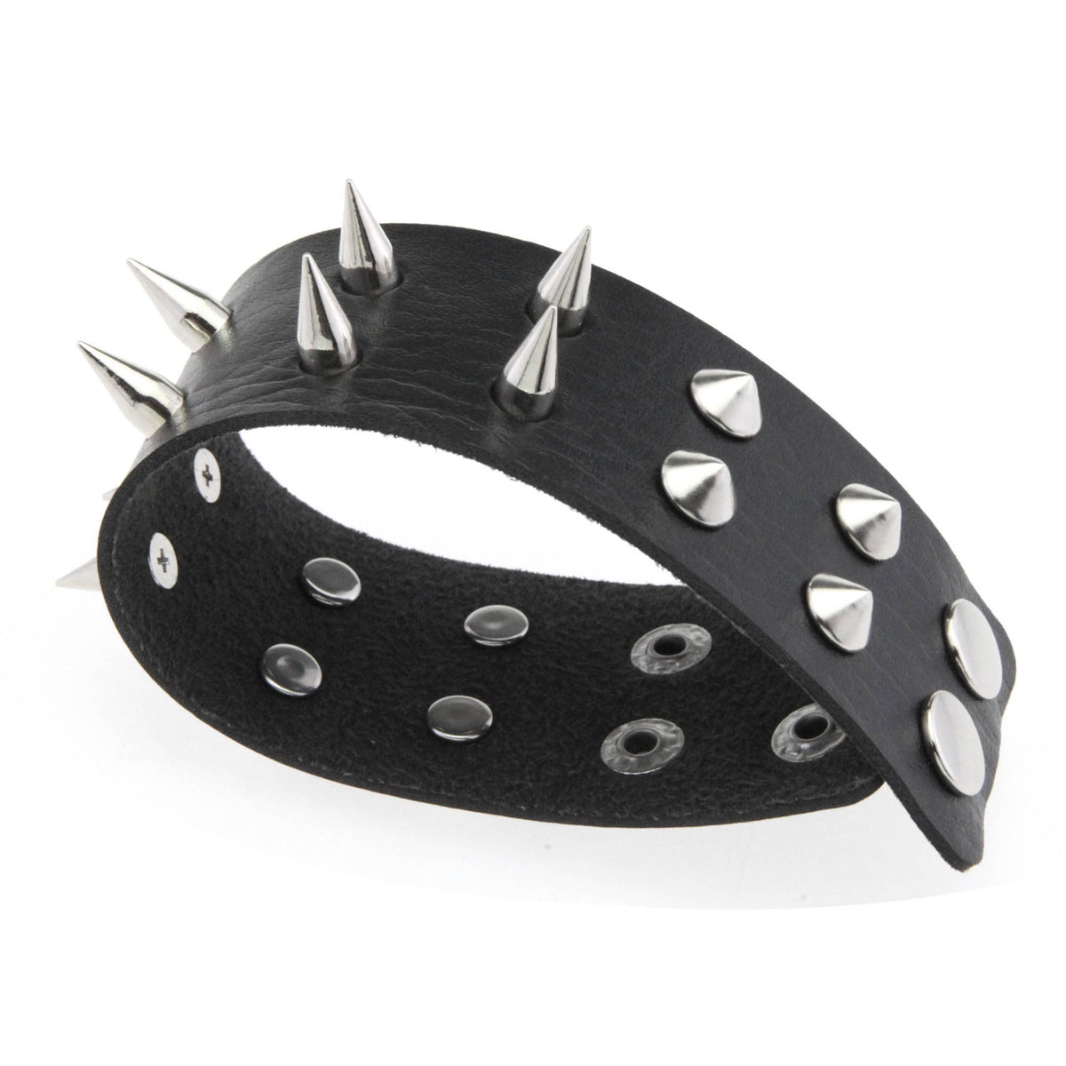 Punk Double Row Alloy Spike Couple Leather Rock Stainless Bracelet