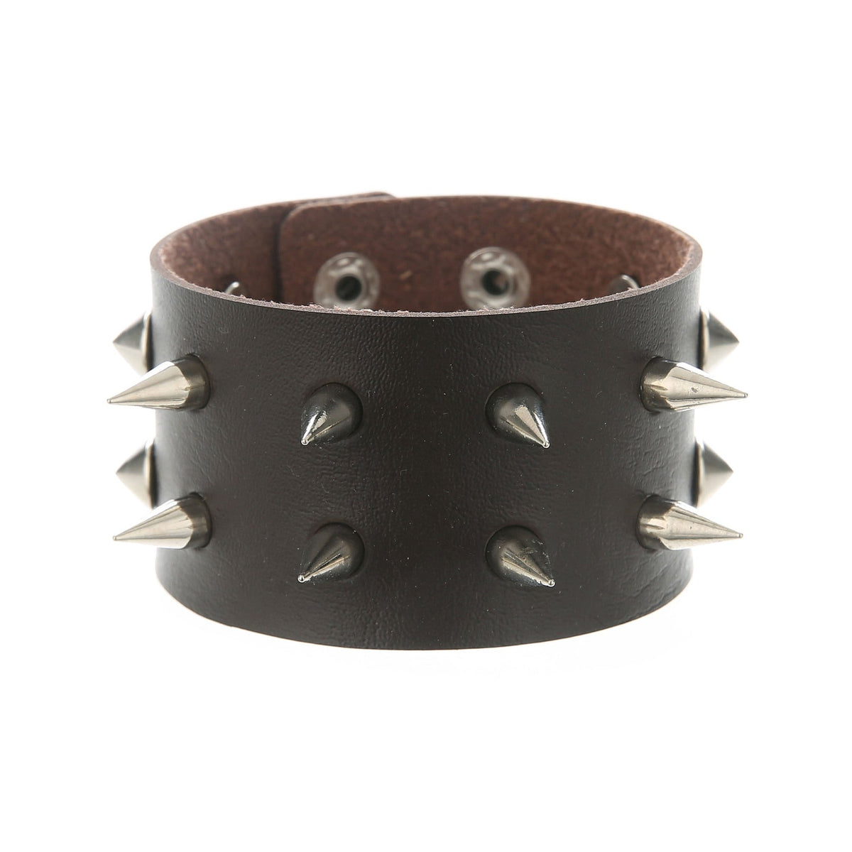 Punk Double Row Alloy Spike Couple Leather Rock Stainless Bracelet