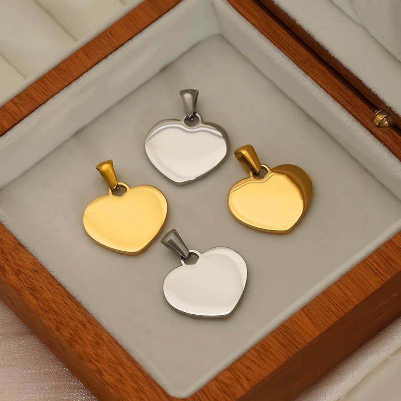 Mirror Stainless Steel Heart-shaped Strap Oval Buckle Can Carve Pendants
