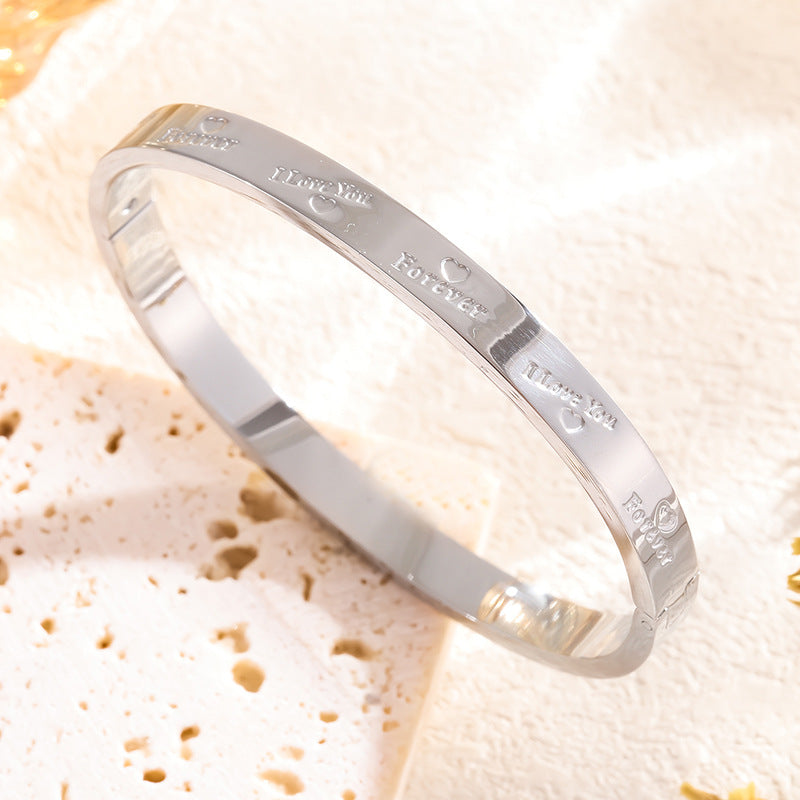Light Luxury Classic Love Female Titanium Steel Couple Simple Bracelet