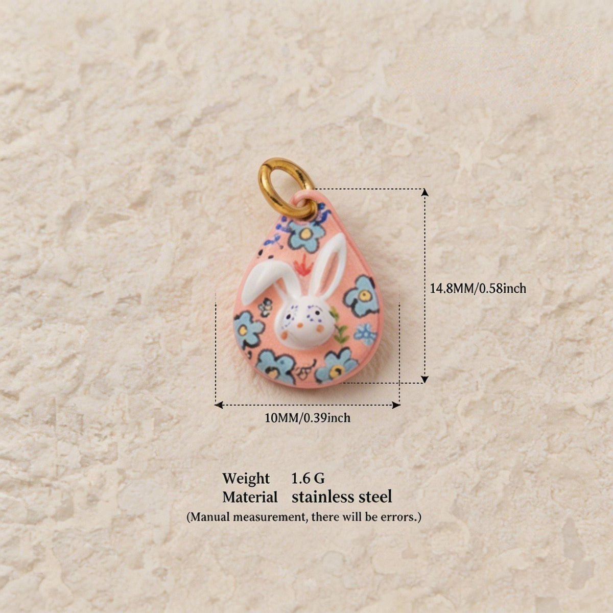 Cartoon Rabbit Long Star Printing Series Gold Color Pendants