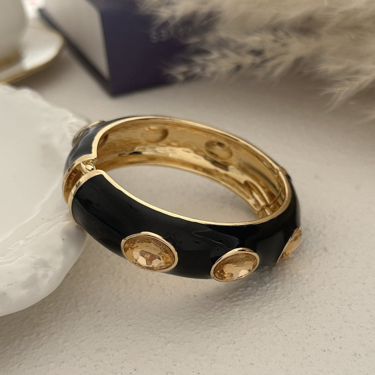Women's Dripping Oil Open-ended Light Luxury Wave Bamboo Joint Twin Alloy Bracelets