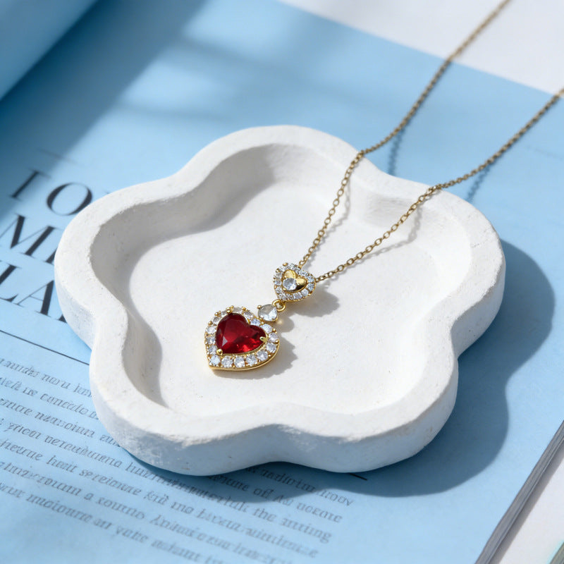 Ruby Light Luxury Advanced Titanium Steel Clavicle Pendant