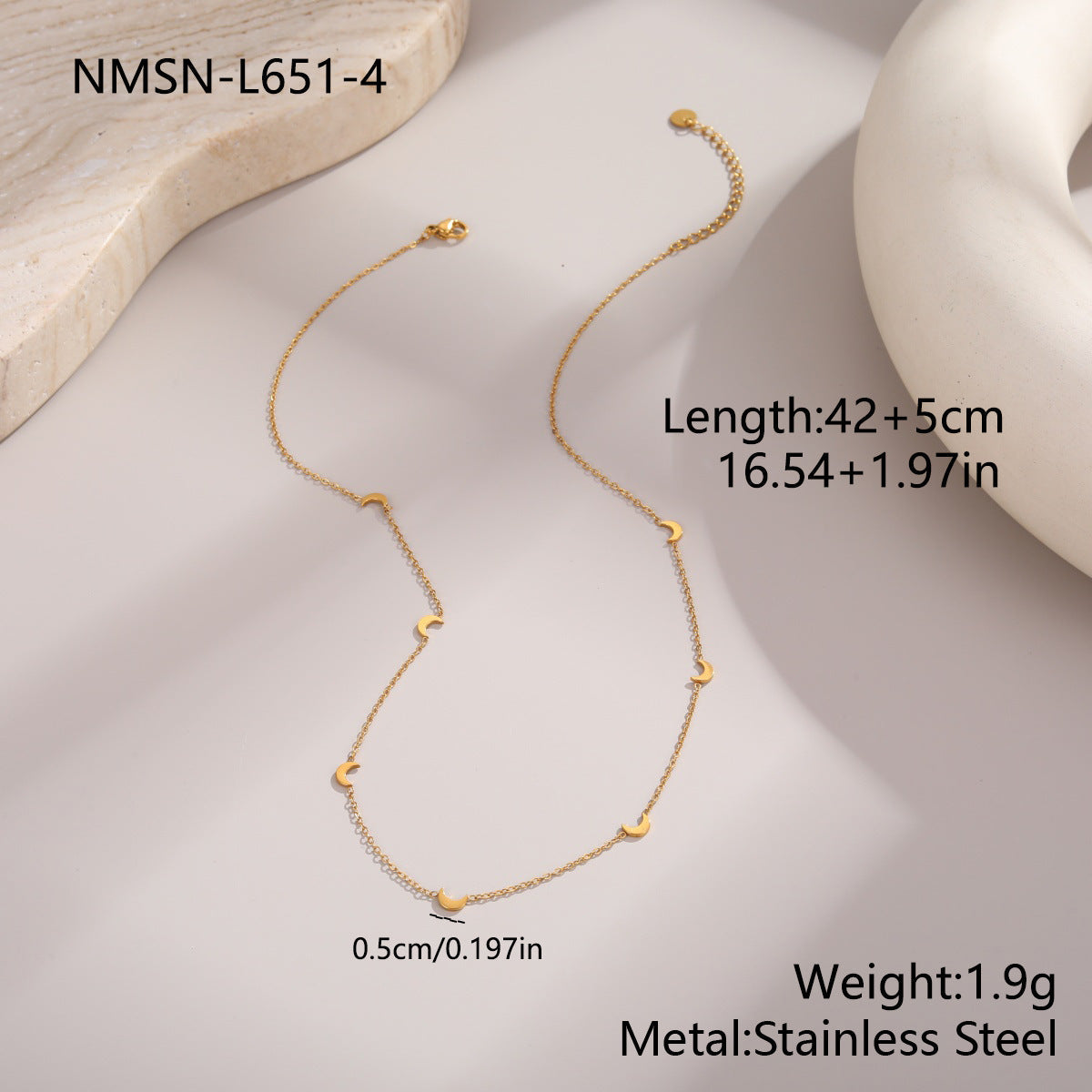 Stainless Steel Light Luxury Sweet Cool Star Moon Heart Niche Necklace