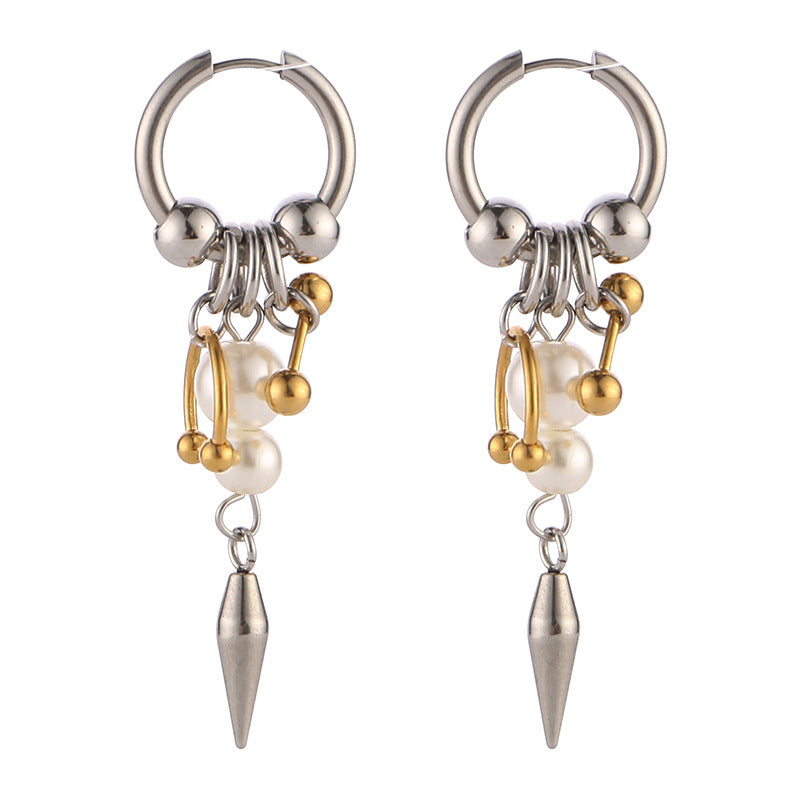 Pearl Tapered Gold Sier Color Niche Earrings