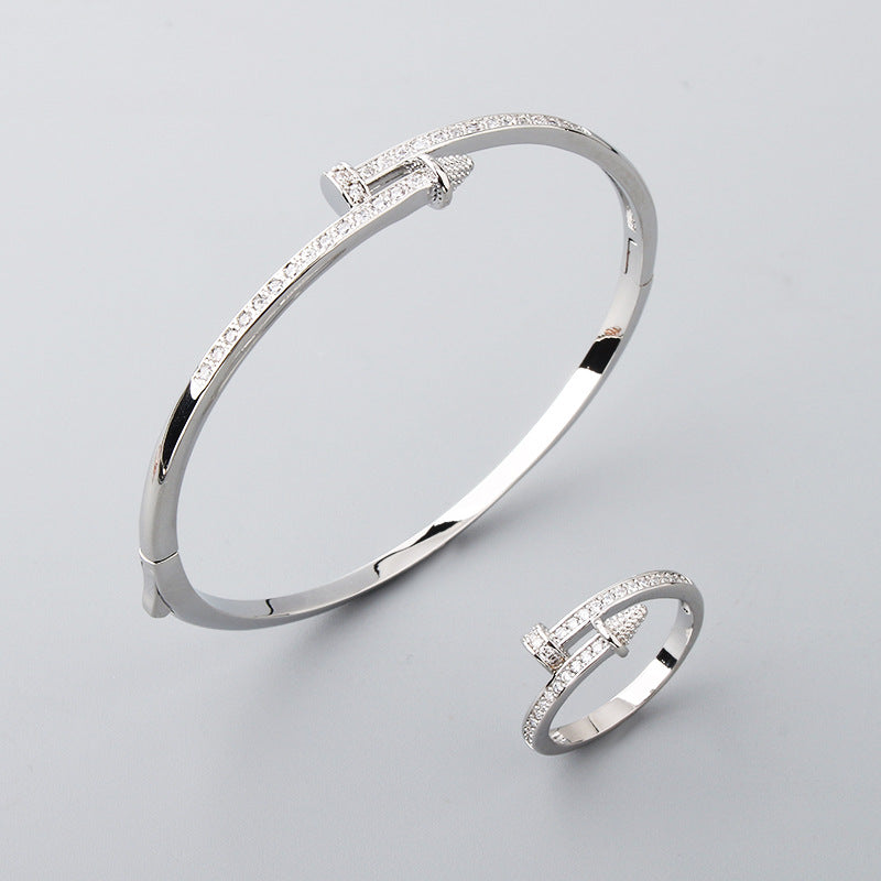 Nail Micro Inlaid Zircon Awl Gold Niche Bracelet