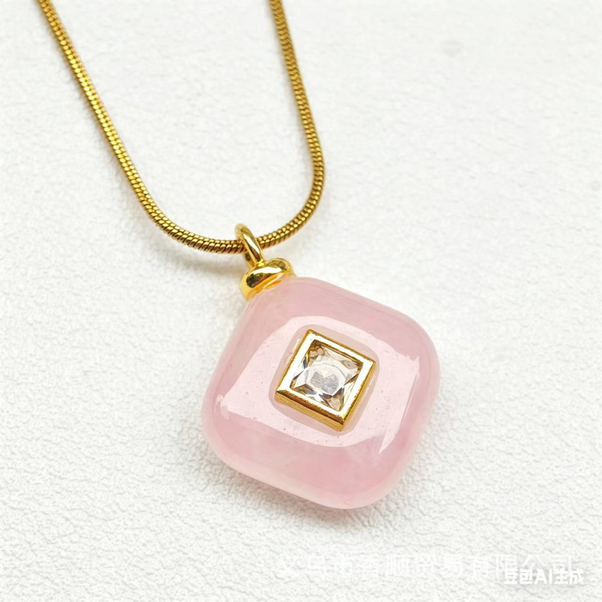 Elegant Natural Stone Crystal Geometric Rhombus Pendant