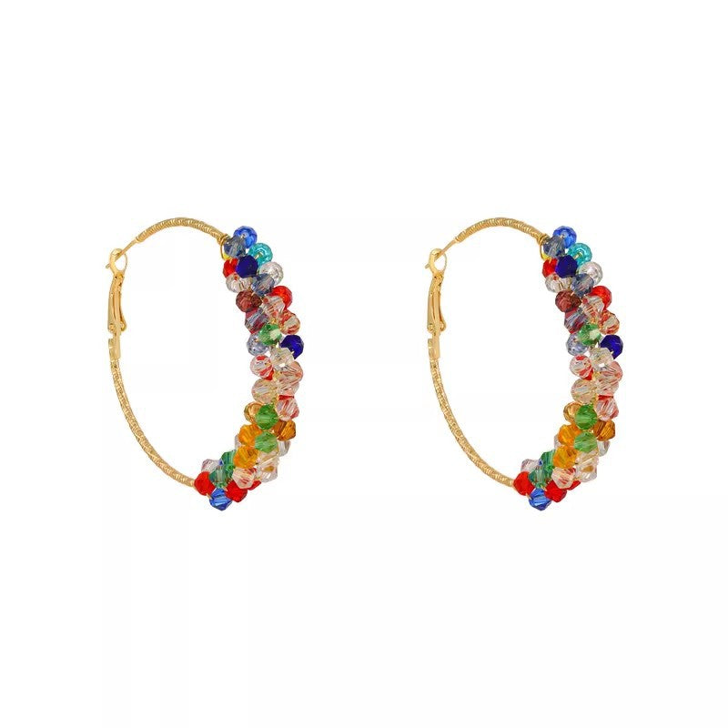 Women's Colorful Pearl Holiday Ear Design High-grade Exaggerated Seaside Earrings