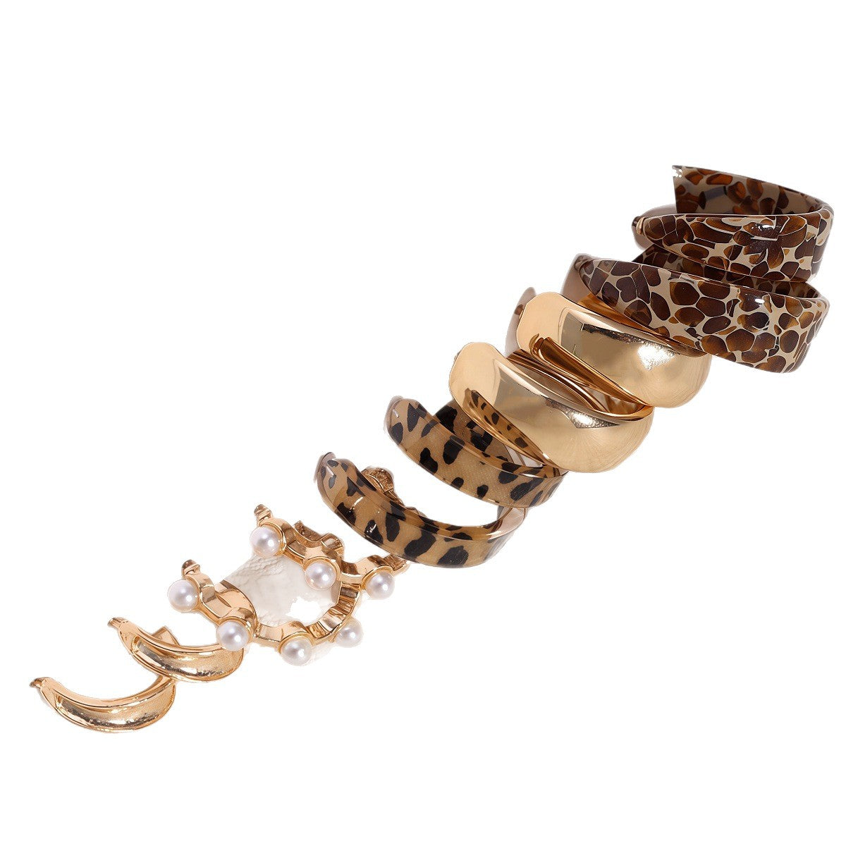 Inlaid Pearl Fashion Design Alloy Resin Plate Female Gold-plated Personality Stud Earrings