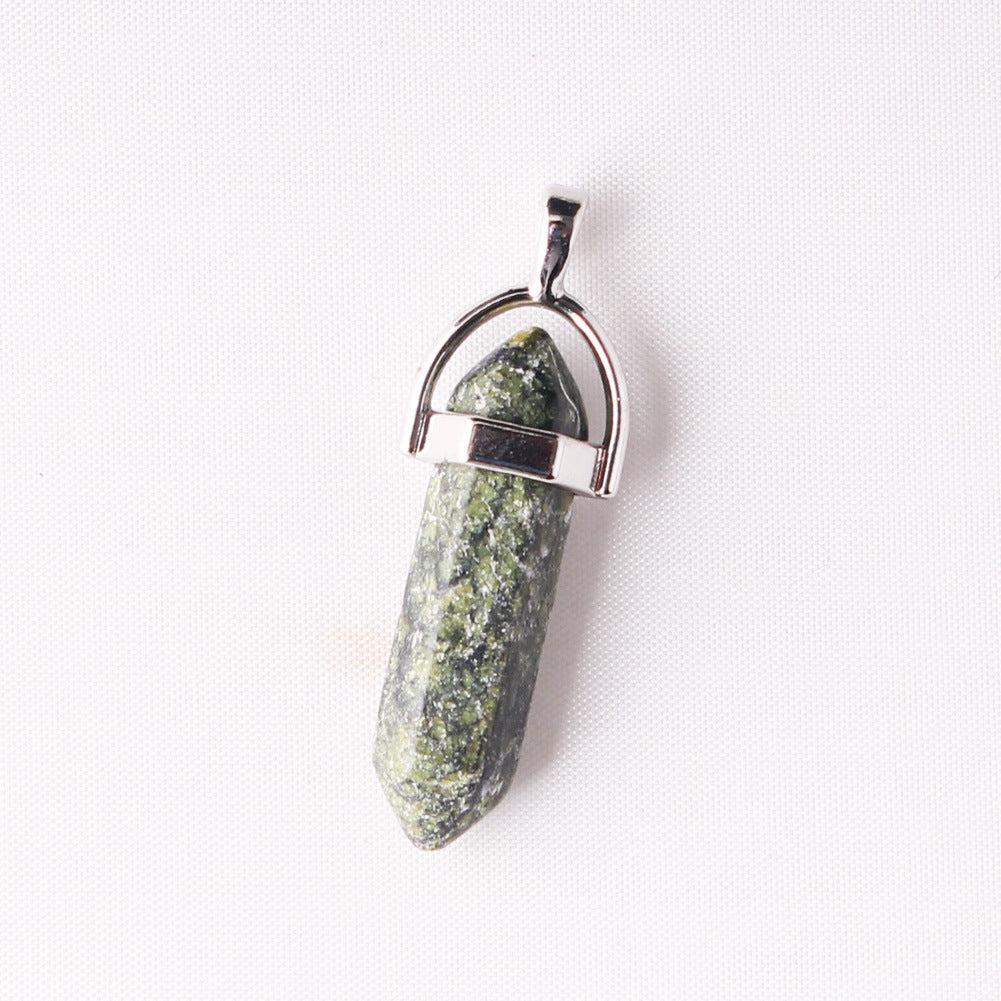 Stone Crystal Agate Bullet Hexagon Prism Pendant