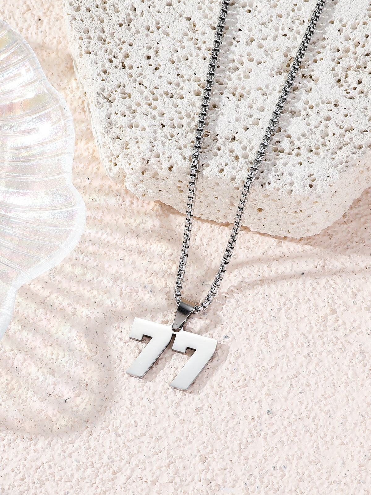 Fashion Stainless Steel Double-sided Digital Male Female Personality Hip Hop Necklaces