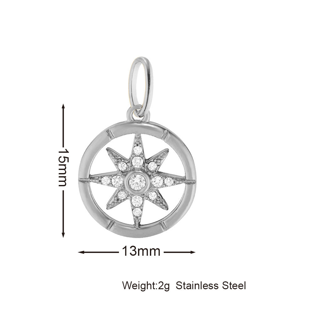 Inlaid Zircon Stainless Steel Gold-plated Cross Pendant