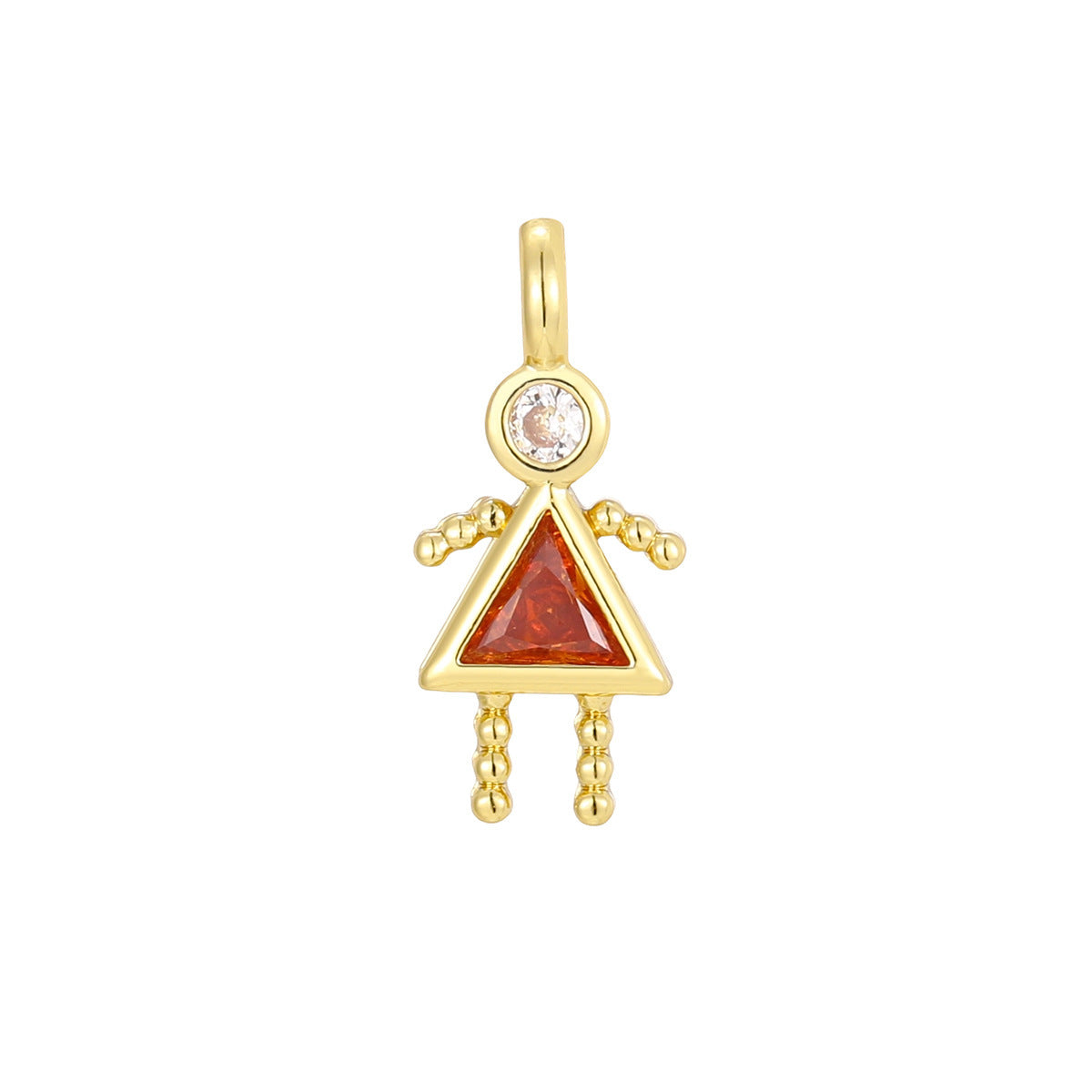 Boys Color Birthstone Gold Micro Inlaid Pendant
