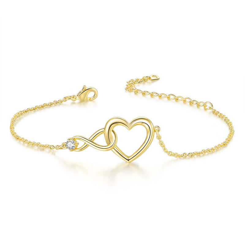 Diamond Words Infinite Heart French Romantic Love Hollow Single Bracelets