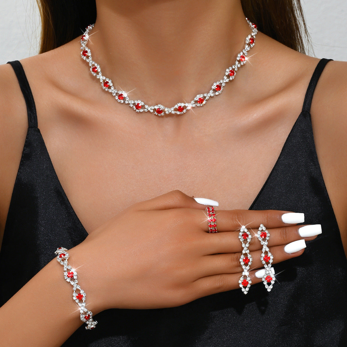 Rhinestone Twist Geometric Fashion Sweet High-grade Jewelry Set