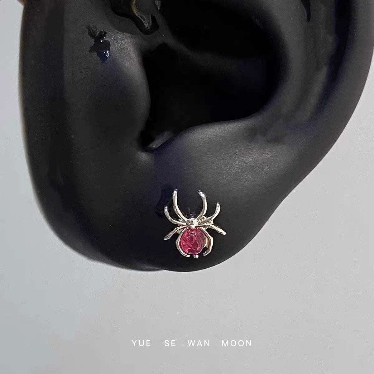 Titanium Alloy Rose Red Spider Ear Bone Sweet Cool Flat Stud Earrings