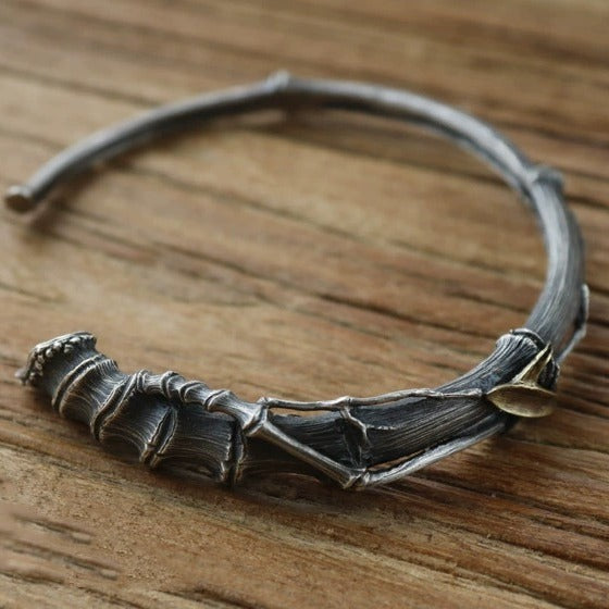 Men's Stone Fink Handmade Vintage Sier Retro Style Personality Inlaid Brass Bracelet