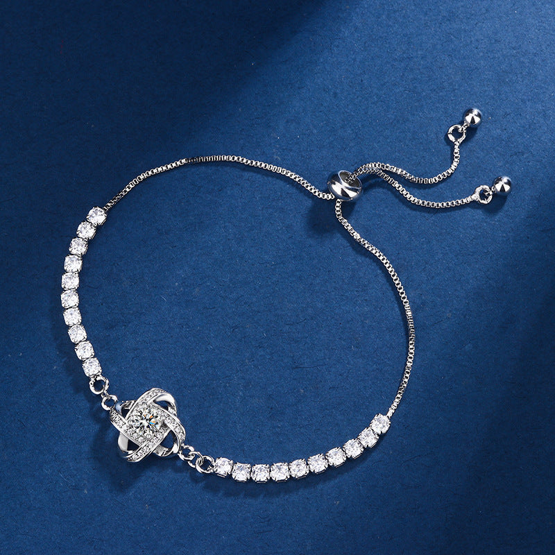 Bag Round Four-leaf Clover Adjustable Rhinestone Zircon Female Bracelet