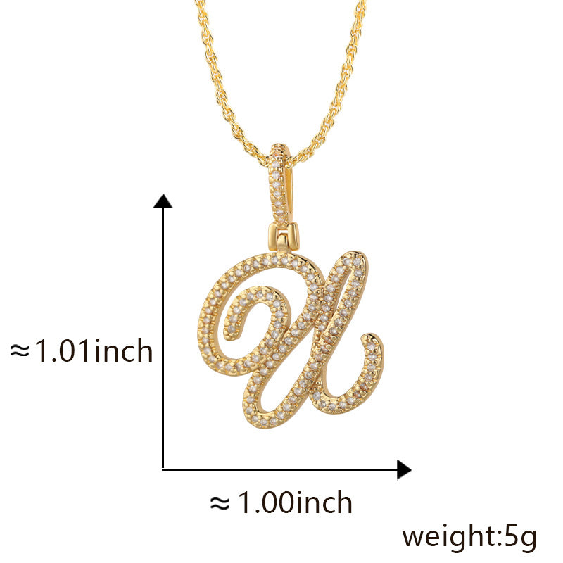 Hop Flower Body Grass English Letter Niche Style Inlaid Zircon Pendants