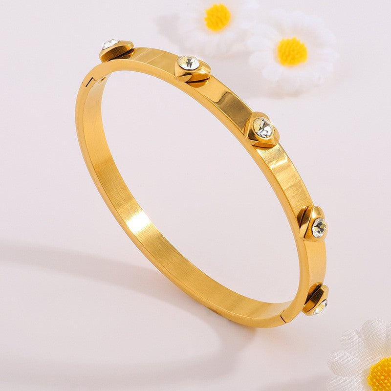 Raised Heart Shape With Diamond Light Luxury High-grade Bracelets