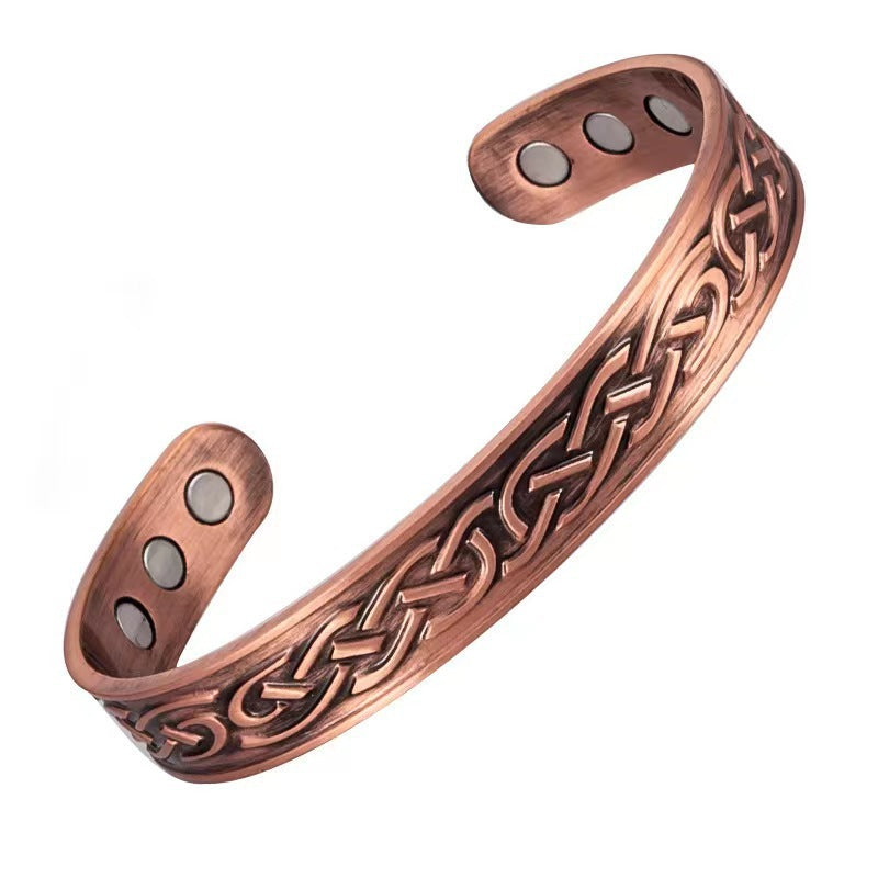 Women's & Men's Retro Red Copper Fashion Personality Striped Magnet Water Bracelet