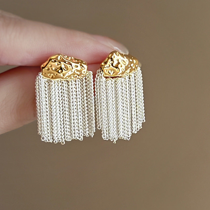Women's Metal Tassel Eardrops Unique Niche Design Premium Stud Earrings