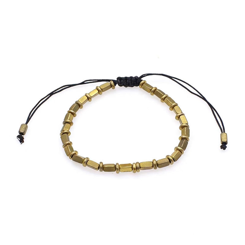 Hand-woven String For Collectables Shaped Copper Bead Beaded Personality Pull Bracelet