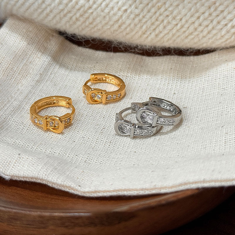 Inlaid Zircon Circle Ear Clip Female Niche Personality Unique Fashion Earrings