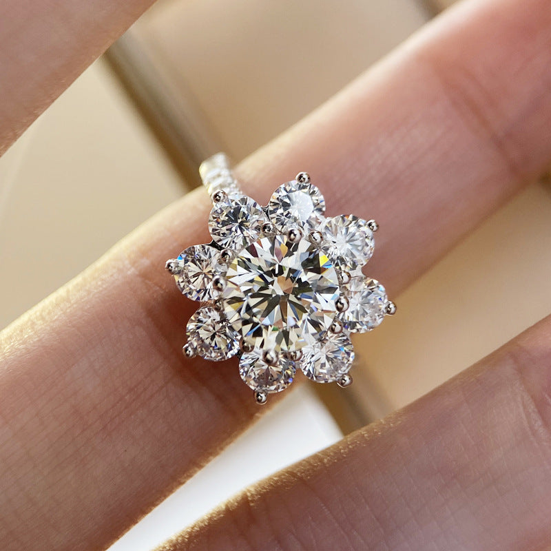 Sunflower Pull Moissanite Ear Live Broadcast Jewelry Set