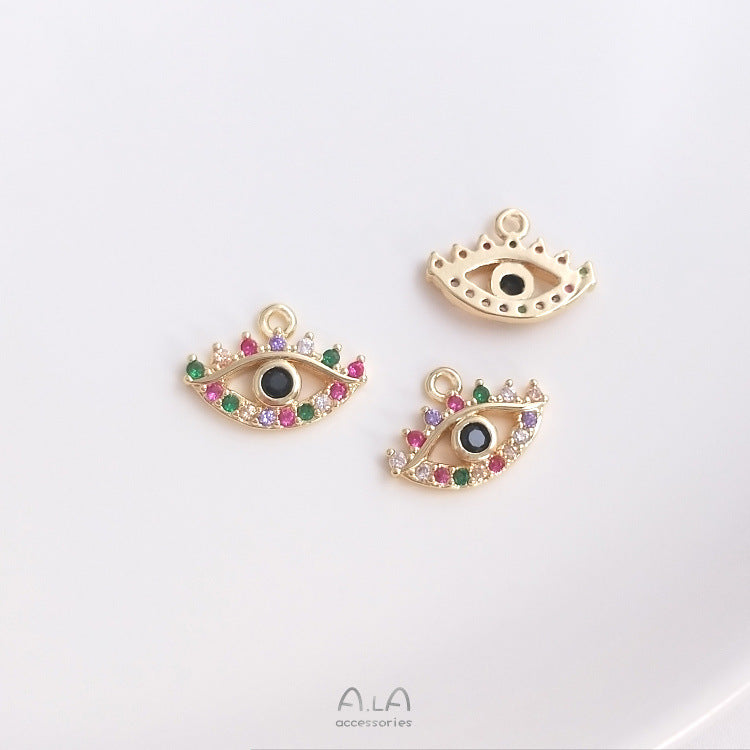 Color Retaining Bag Gold Inlaid Zircon Series Flowers Rainbow Eye Earrings