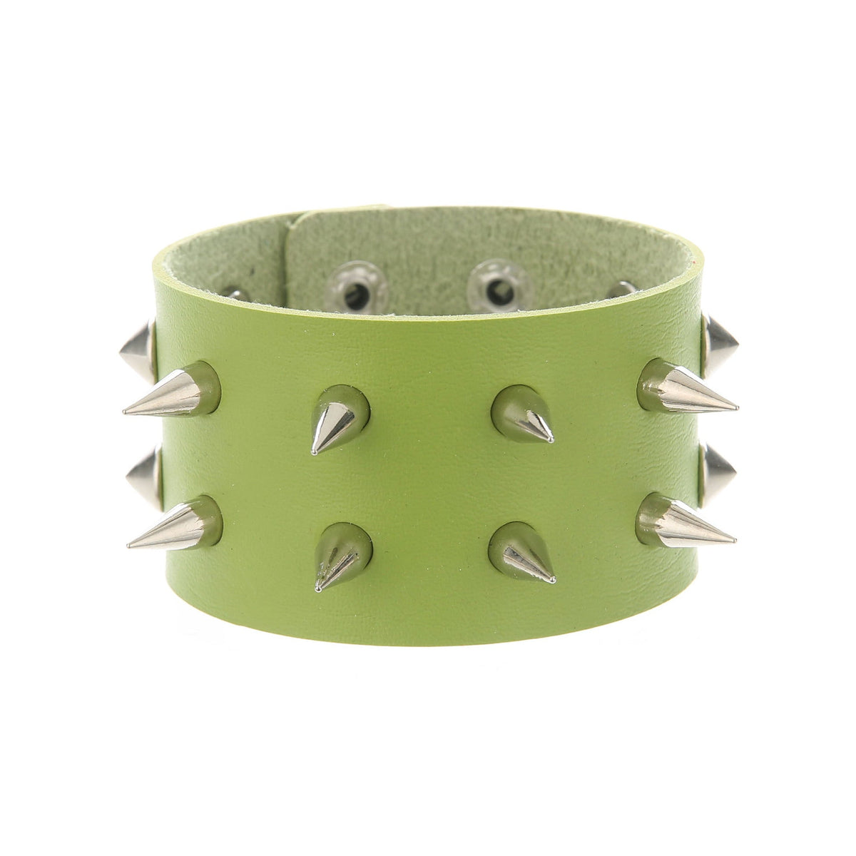 Punk Double Row Alloy Spike Couple Leather Rock Stainless Bracelet