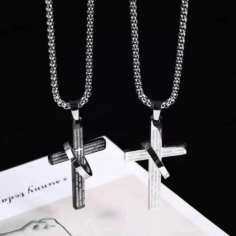 Men's Fashion Cross Simple Hip Hop Disco Titanium Steel Pendant