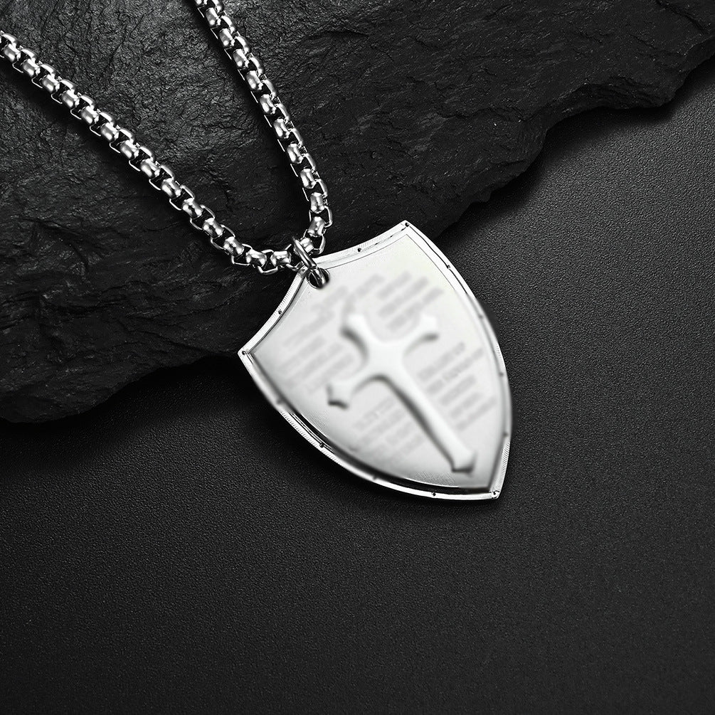 Cross Shield Titanium Steel Gold-plated Niche Necklaces