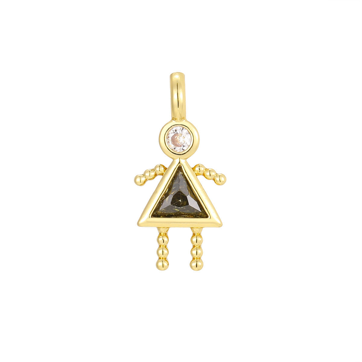 Boys Color Birthstone Gold Micro Inlaid Pendant