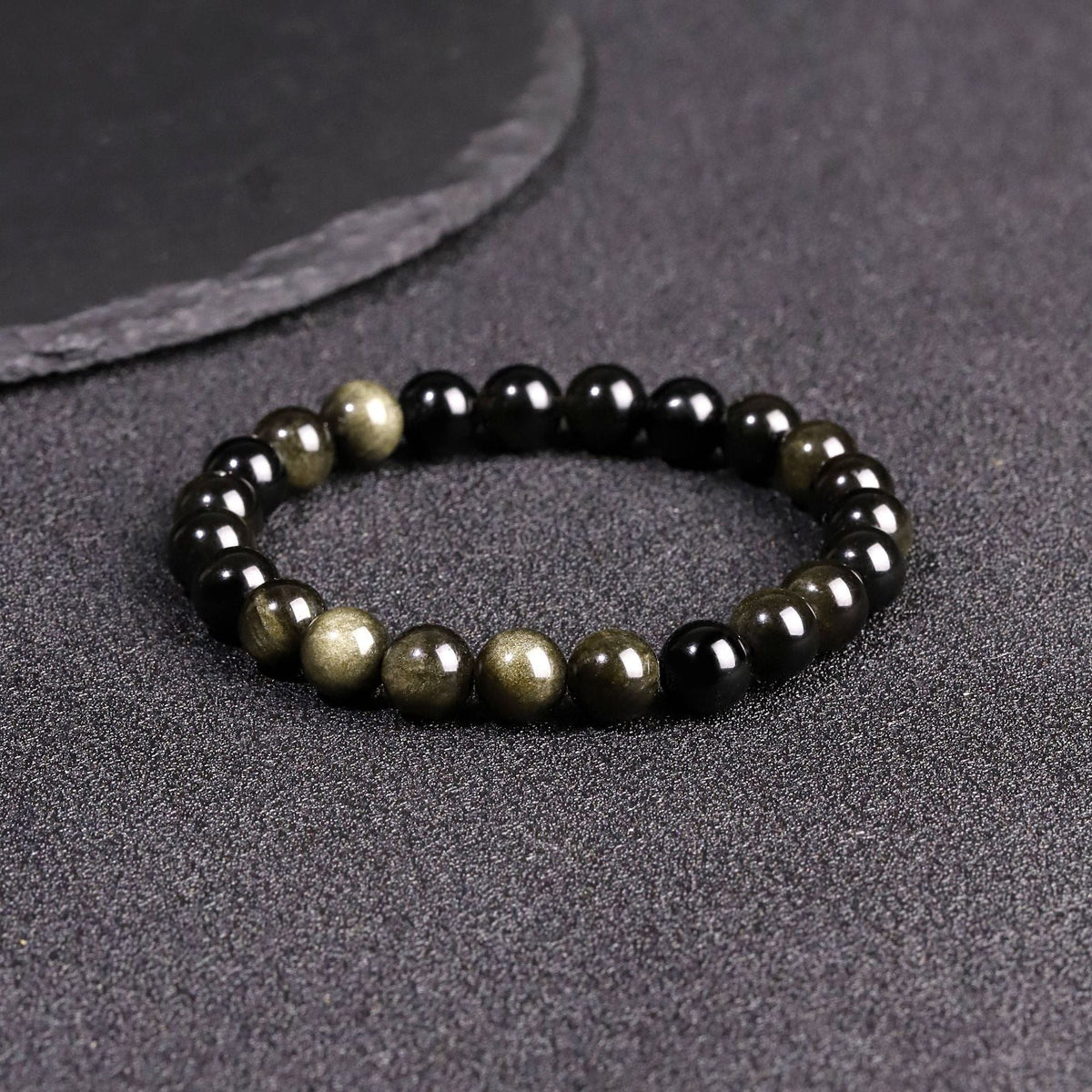 Double Eyes Sier Stone Beads Golden Bracelets