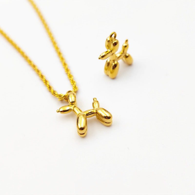 Children's Fun Trendy Balloon Puppy Plated 3d Special Pendant