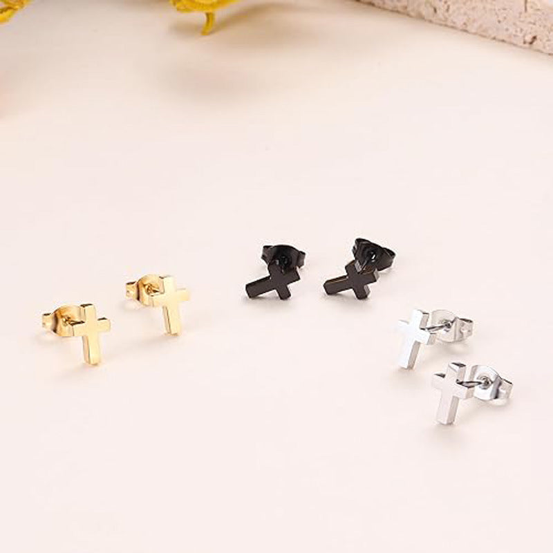 Simple Titanium Steel Ear Cross Bone Graceful Personality Niche Rings