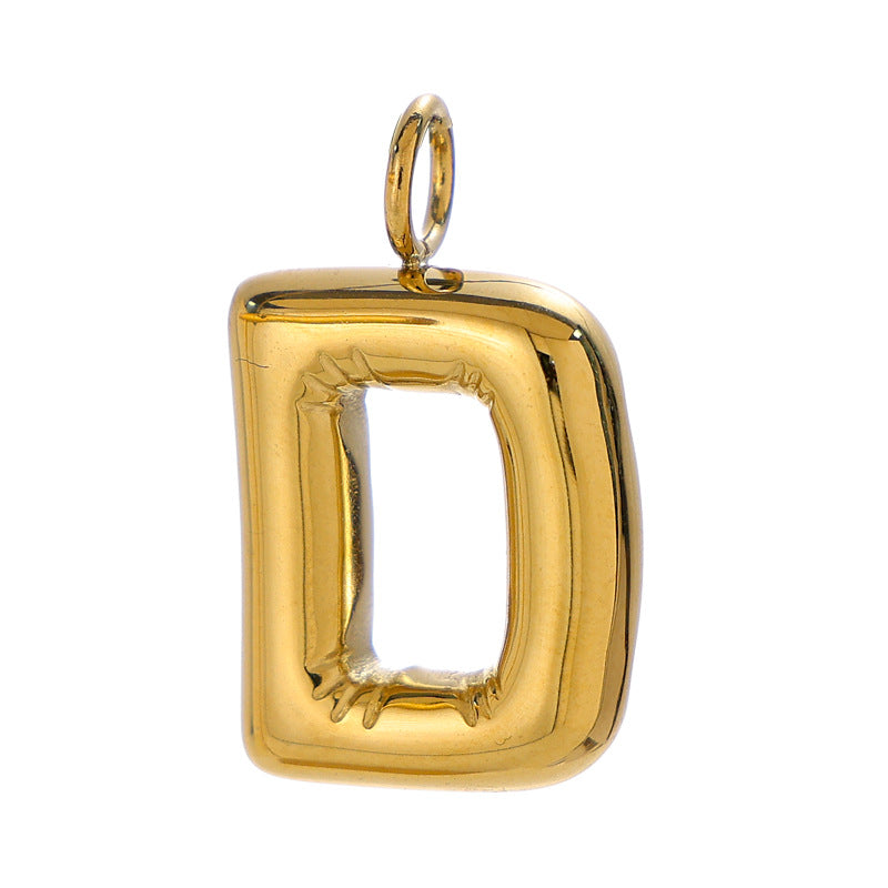 Chubby Bubble English Letter Titanium Steel Gold Pendant