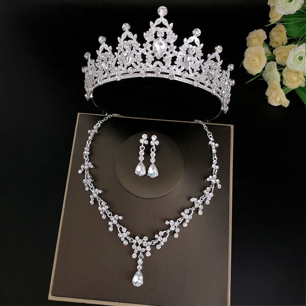 Bridal Headdress Crown Three-piece Wedding Rhinestone Rings