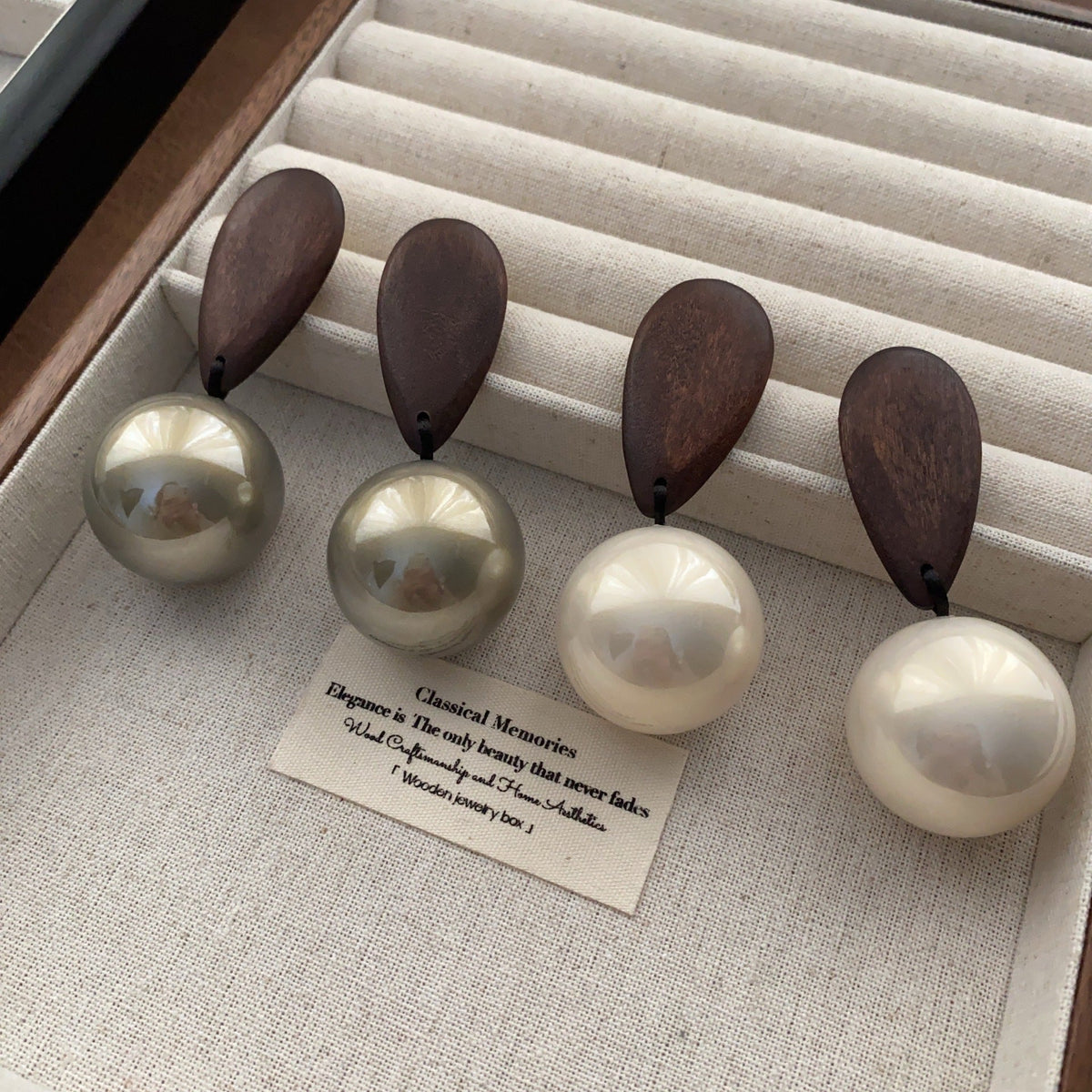 Wooden Water Drop Elegant Exquisite Light Luxury Atmosphere Stud Earrings