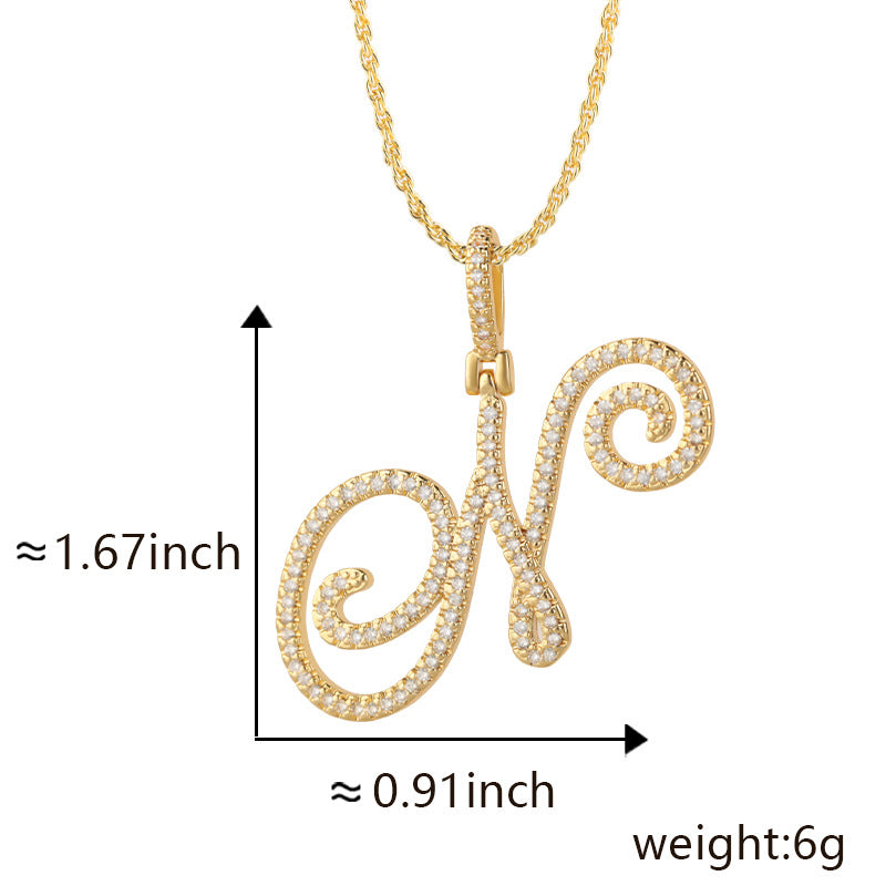 Hop Flower Body Grass English Letter Niche Style Inlaid Zircon Pendants