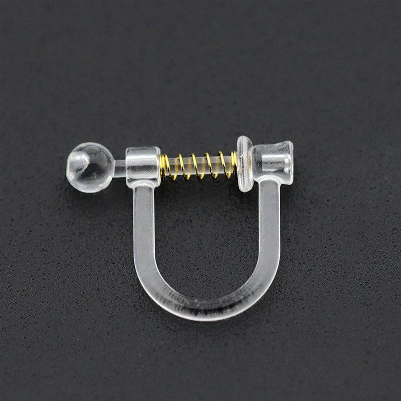 Handmade Change Transparent Resin Pearls U-shaped Ear Clip