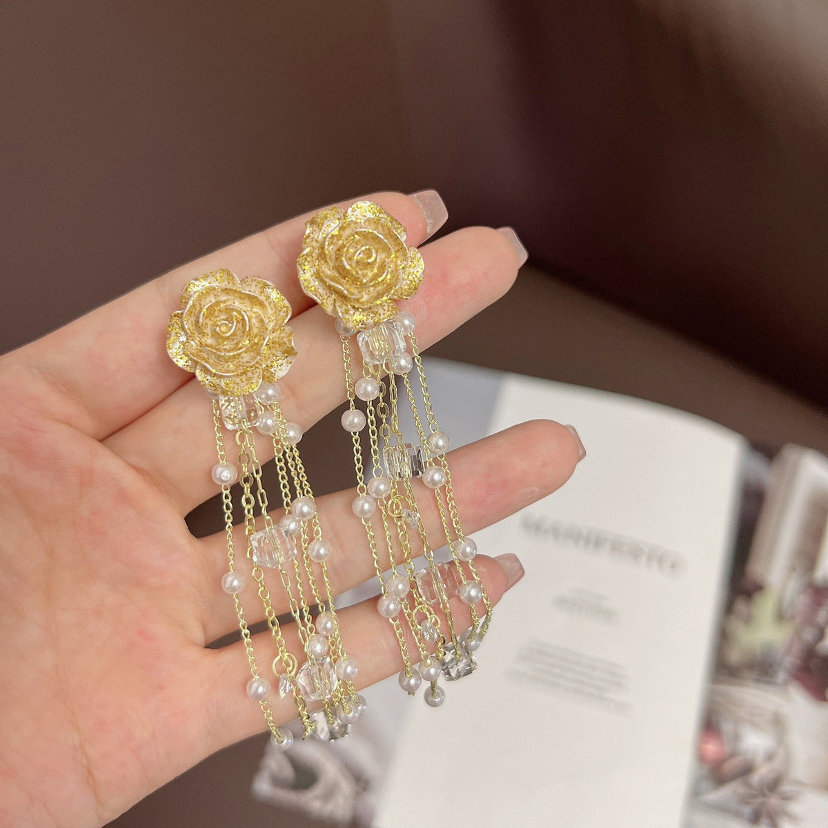 Crystal Vintage Court Style Pearl Eardrops Earrings