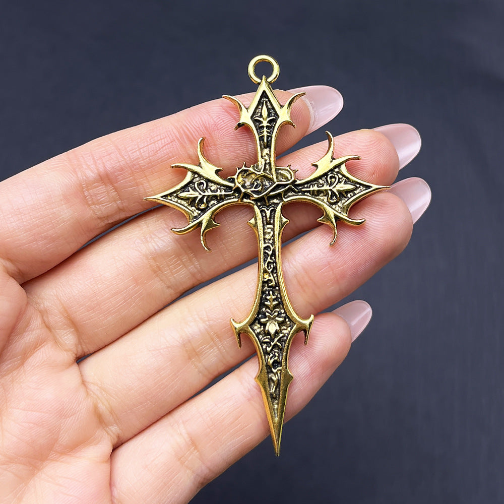 Gothic Cross Ethnic Pattern Alloy Sweater Chain Pendants