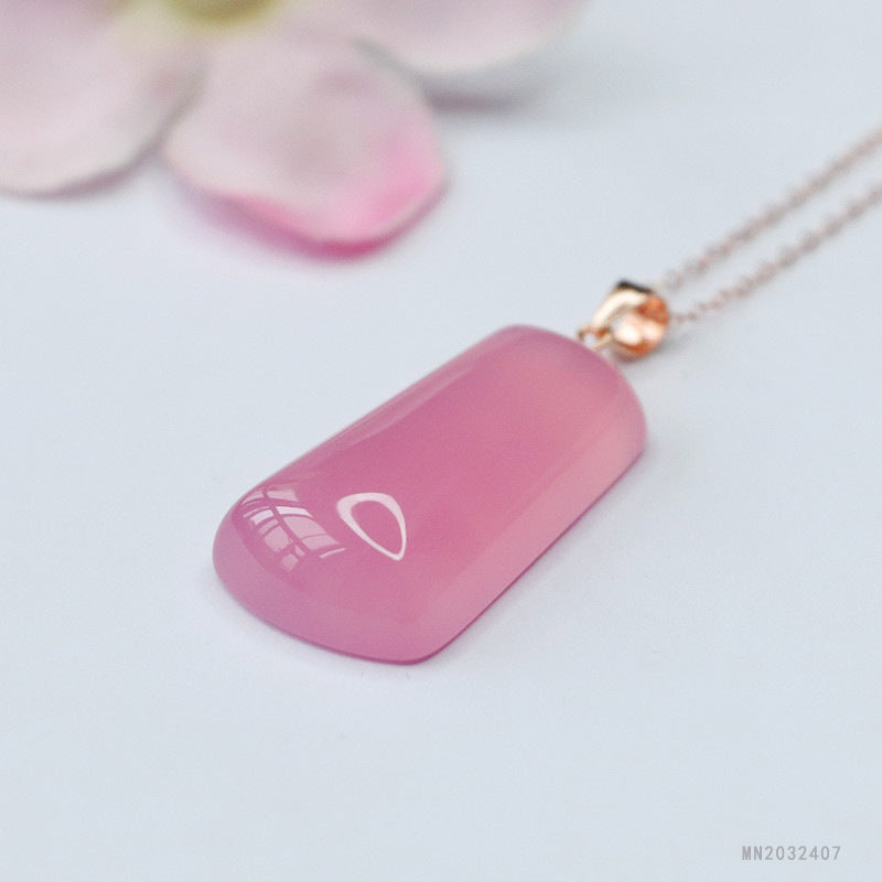Inlay Natural Rose Chalcedony Lucky Agate Pendant
