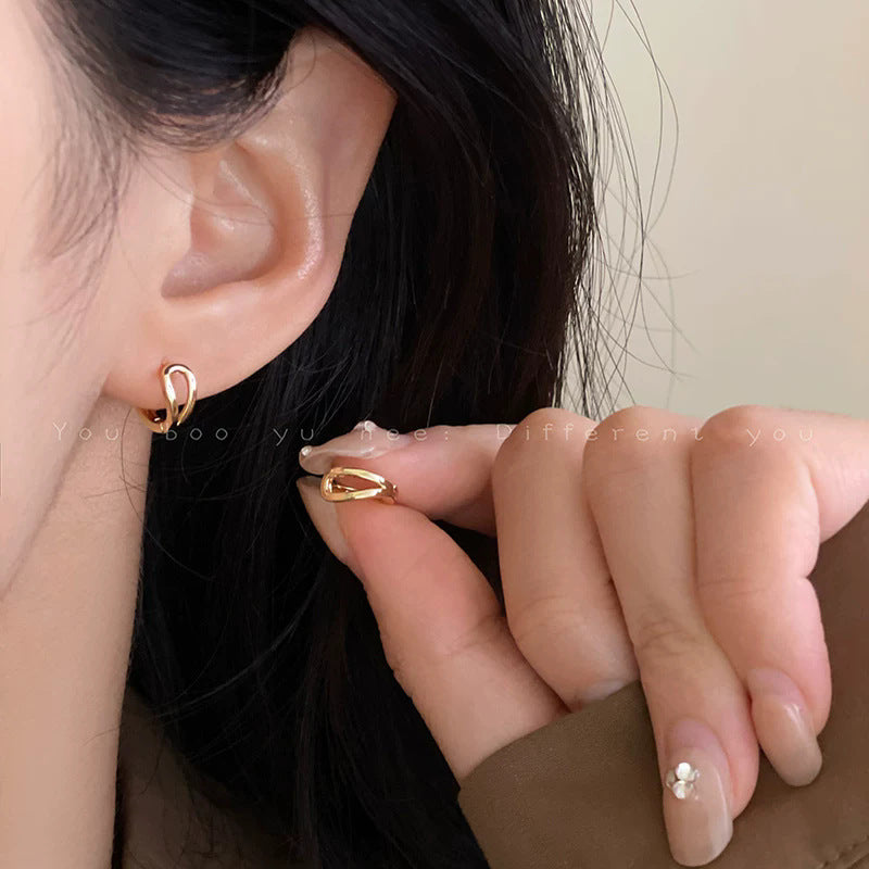 Sier Needle Niche Delicate Pearl Graceful Bow Light Luxury Elegant Earrings